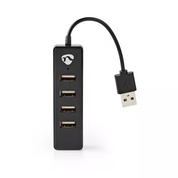 Koncentrator USB Nedis UHUBU2420BK USB 2.0 480 Mbit/s Czarny