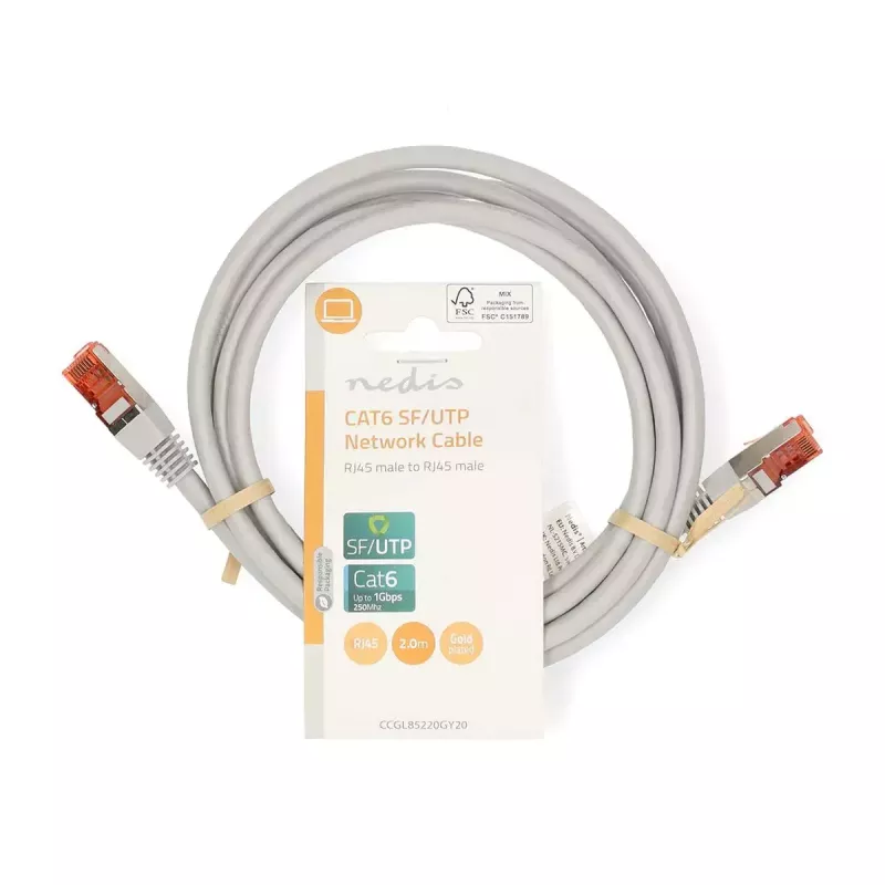 Kabel sieciowy Nedis CCGL85220GY20 RJ-45 Cat6 2 m szary