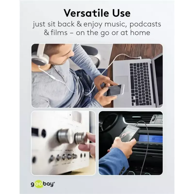 Kabel audio WENTRONIC Goobay 65275 — 3 m, 3,5 mm TRS męski–męski, pozłacane styki, ekranowany magnetycznie