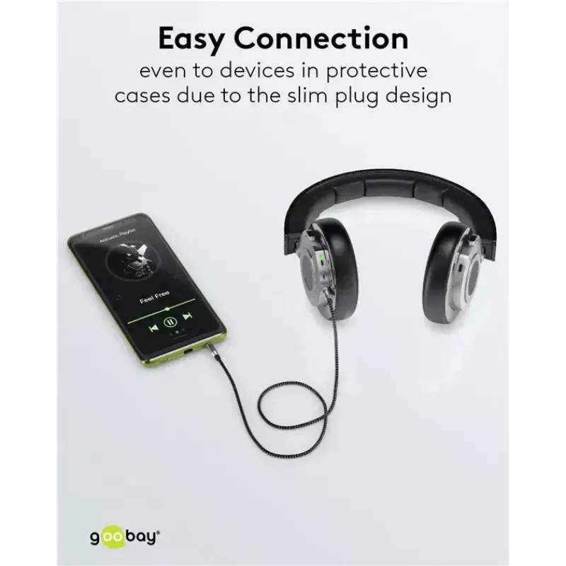 Kabel audio WENTRONIC Goobay 65275 — 3 m, 3,5 mm TRS męski–męski, pozłacane styki, ekranowany magnetycznie