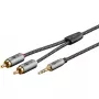 Kabel audio WENTRONIC Goobay 65289 — 3 m, wtyk męski 3.5 mm na 2×RCA męski, miedź, pozłacane styki