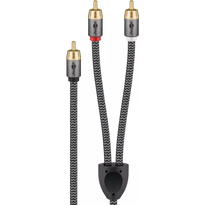 Kabel audio WENTRONIC Goobay 65301 — 3 m, 2×RCA do RCA, przewody miedziane, pozłacane styki, ekranowany magnetycznie