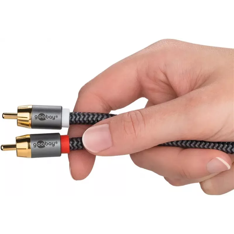 Kabel audio RCA WENTRONIC Goobay 65302 — 2xRCA do RCA, 5 m, miedź, pozłacane styki, ekranowany magnetycznie