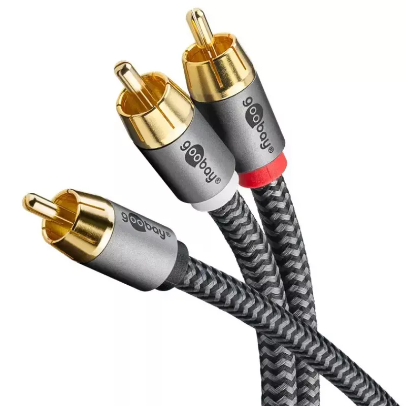 Kabel audio RCA WENTRONIC Goobay 65302 — 2xRCA do RCA, 5 m, miedź, pozłacane styki, ekranowany magnetycznie