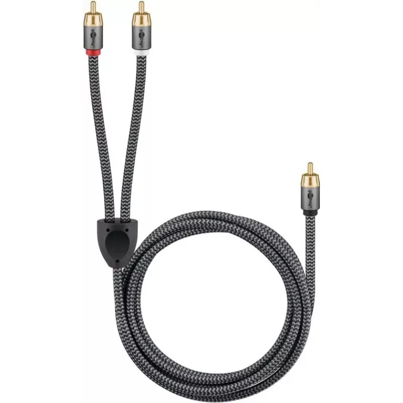 Kabel audio RCA WENTRONIC Goobay 65302 — 2xRCA do RCA, 5 m, miedź, pozłacane styki, ekranowany magnetycznie
