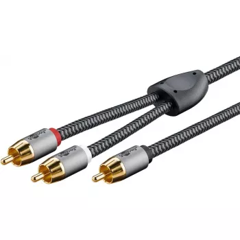 Kabel audio RCA WENTRONIC Goobay 65302 — 2xRCA do RCA, 5 m, miedź, pozłacane styki, ekranowany magnetycznie