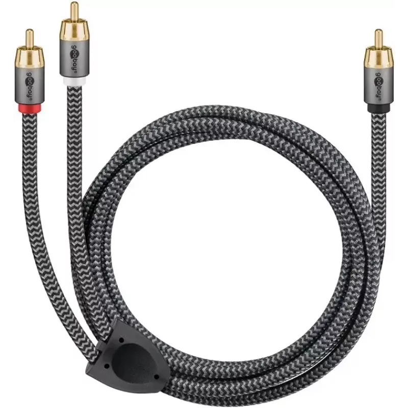 Kabel audio WENTRONIC Goobay 65303 — 10 m, 2×RCA (męski) do RCA (męski), miedź, pozłacane styki