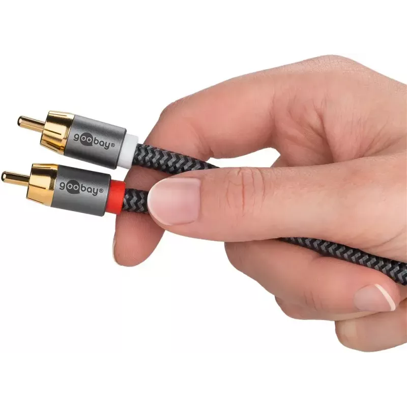 Kabel audio WENTRONIC Goobay 65303 — 10 m, 2×RCA (męski) do RCA (męski), miedź, pozłacane styki