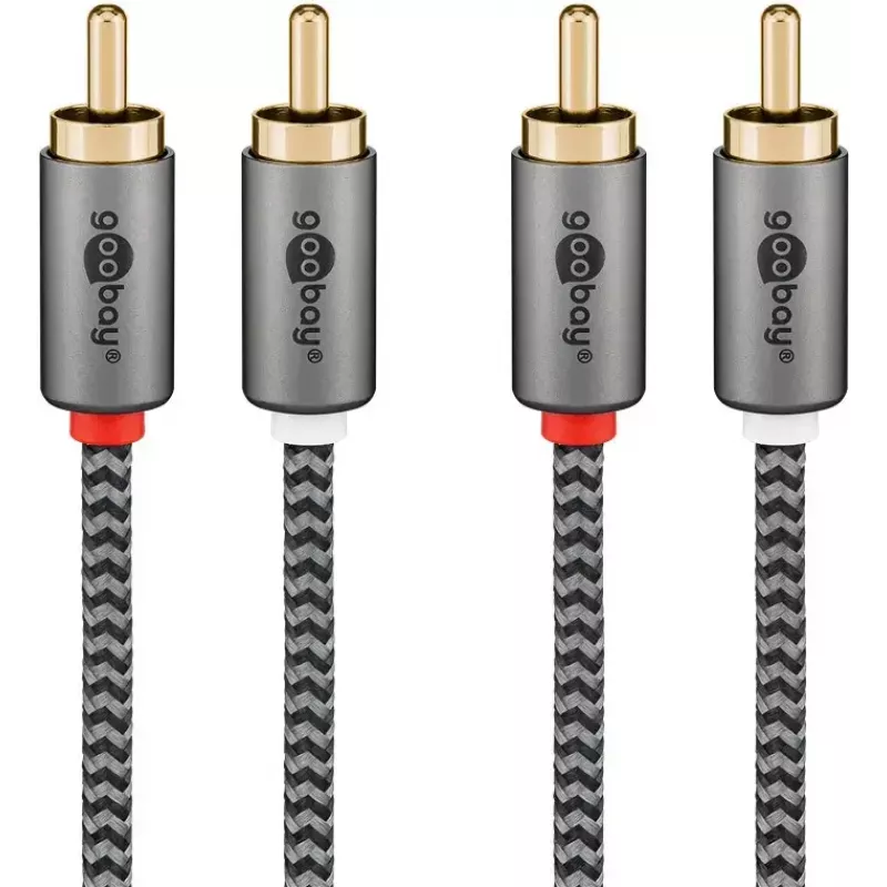 Kabel audio WENTRONIC Goobay 65291 — 2×RCA męski na 2×RCA męski, 0,5 m, miedź, pozłacane styki, ekranowany magnetycznie
