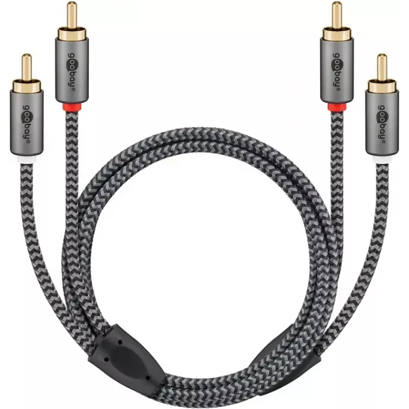 Kabel audio WENTRONIC Goobay 65294 — 2×RCA męski do 2×RCA męski, 3 m, miedź, pozłacane styki, ekranowanie magnetyczne
