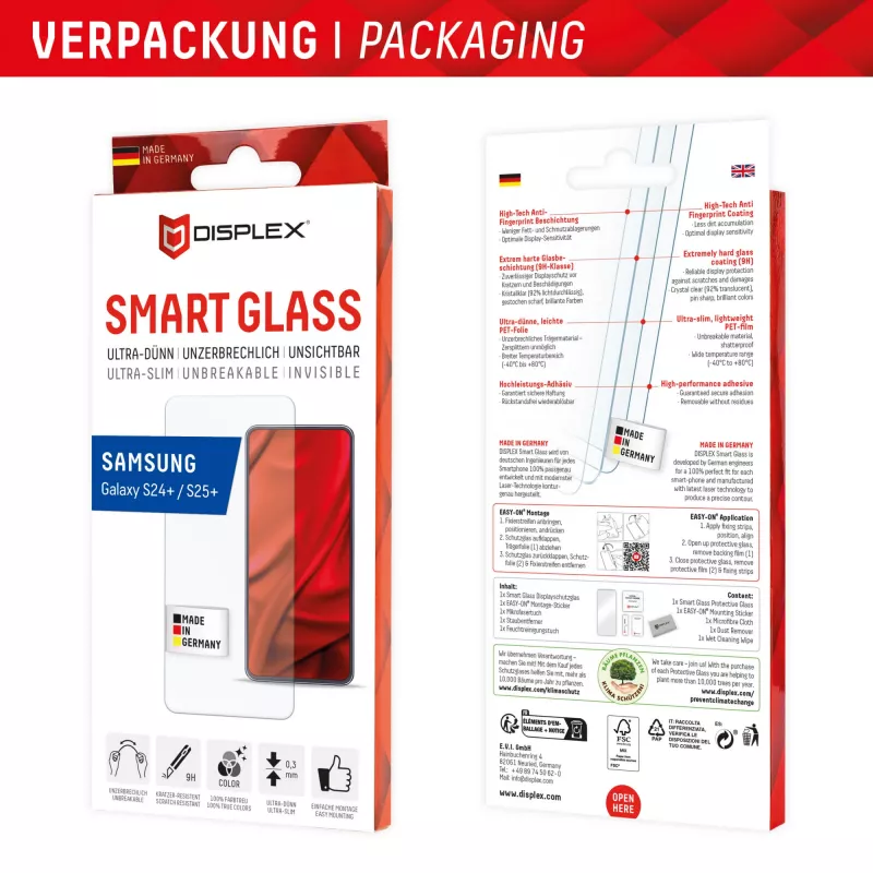 Smart Glass (9H) dla Samsung Galaxy S24+/S25+, Naklejki montażowe, niezniszczalna