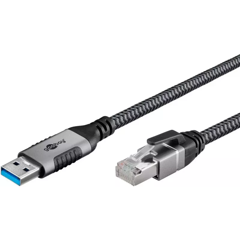 Goobay adapter kablowy USB A RJ-45 15m czarno-srebrny