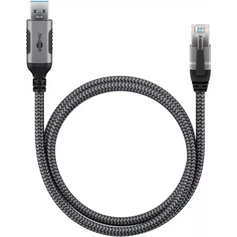 Goobay adapter kablowy USB A RJ-45 15m czarno-srebrny