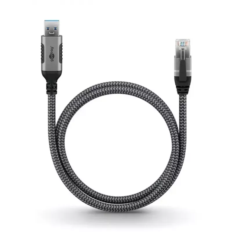 Goobay adapter kablowy USB A RJ-45 15m czarno-srebrny