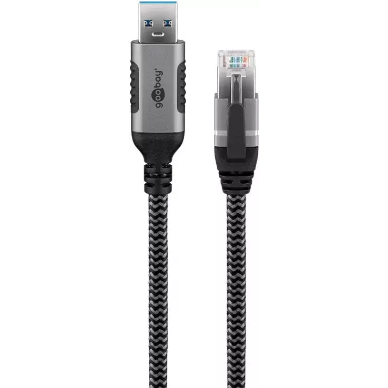 Goobay adapter kablowy USB A RJ-45 15m czarno-srebrny