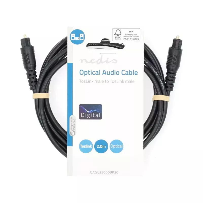 Nedis CAGL25000BK10 kabel audio 1 m TOSLINK Czarny