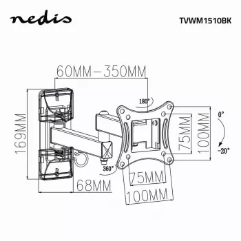 Uchwyt TV Nedis TVWM1510BK 68,6 cm 27 cali Czarny 15 kg