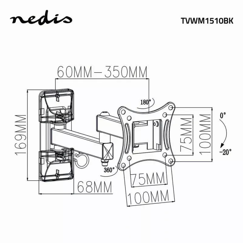 Uchwyt TV Nedis TVWM1510BK 68,6 cm 27 cali Czarny 15 kg