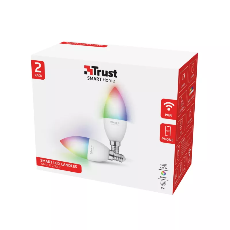 Inteligentna żarówka TRUST 71293 — Wi‑Fi inteligentne światło, biała, AC, 37×100 mm, 2 szt.