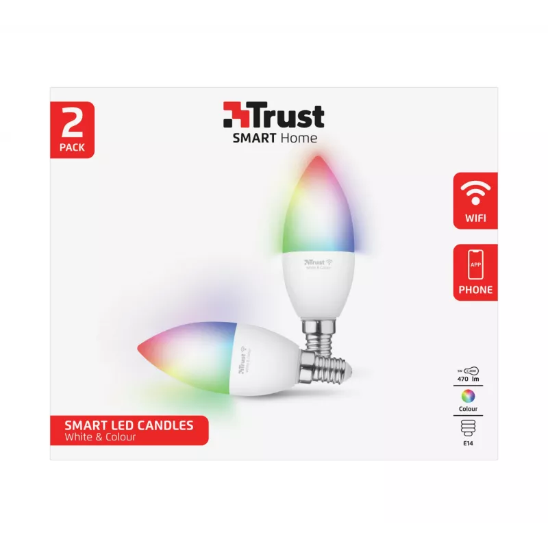 Inteligentna żarówka TRUST 71293 — Wi‑Fi inteligentne światło, biała, AC, 37×100 mm, 2 szt.