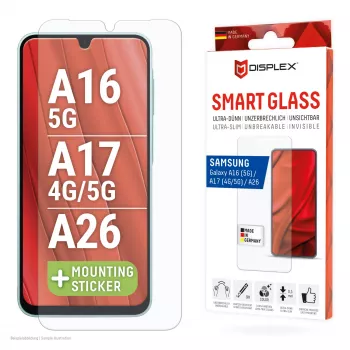 DISPLEX Smart Glass (9H) do Samsung Galaxy A26/A16 (5G)/A17 (4G/5G), naklejka montażowa, niezniszczalne
