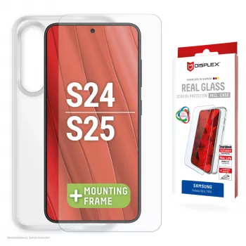 Displex Szkło Ochronne + Etui do Samsung Galaxy S24/S25, Eko Ramka Montażowa, odporne na zarysowania