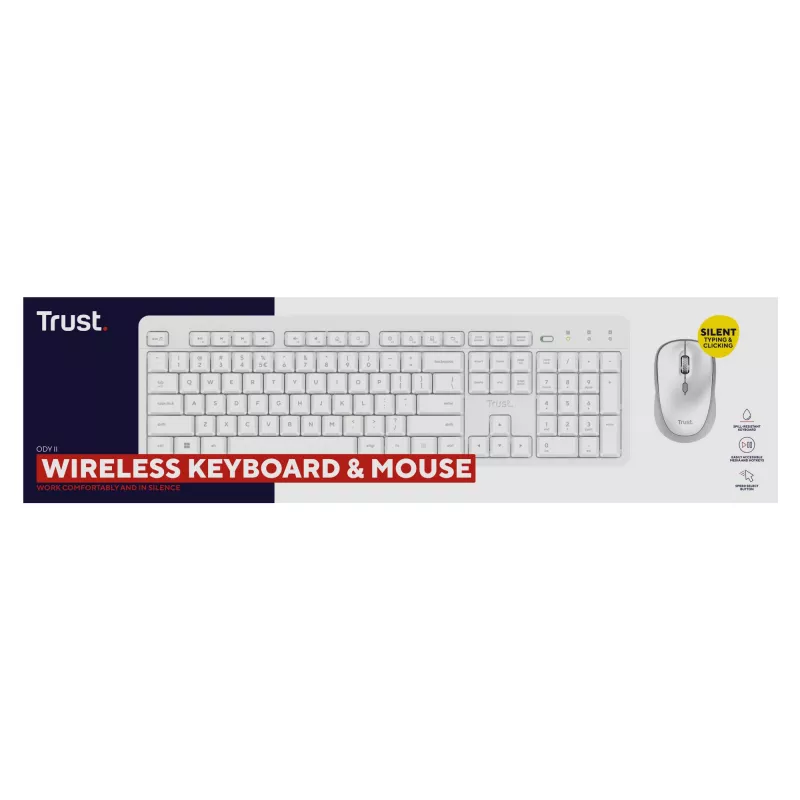 Trust Ody II klawiatura mysz w zestawie dom/biuro RF bezprzewodowa biała niemiecka