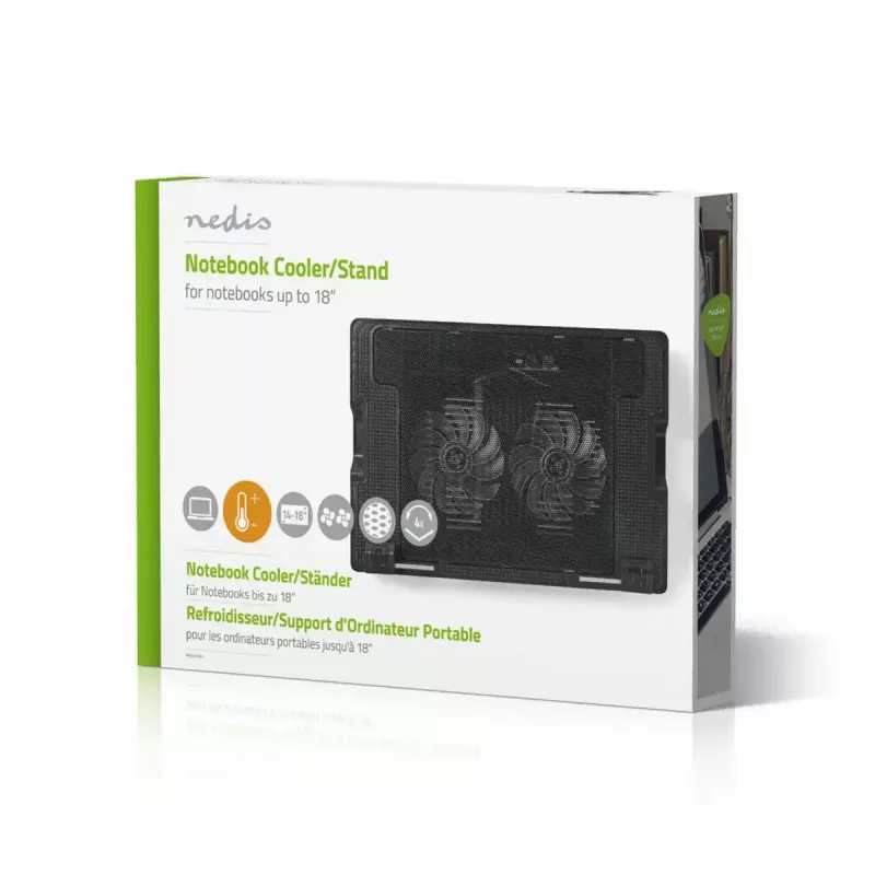 Podkładka chłodząca do laptopa Nedis NBCR200BK 2 wentylatory 14 cm Czarna