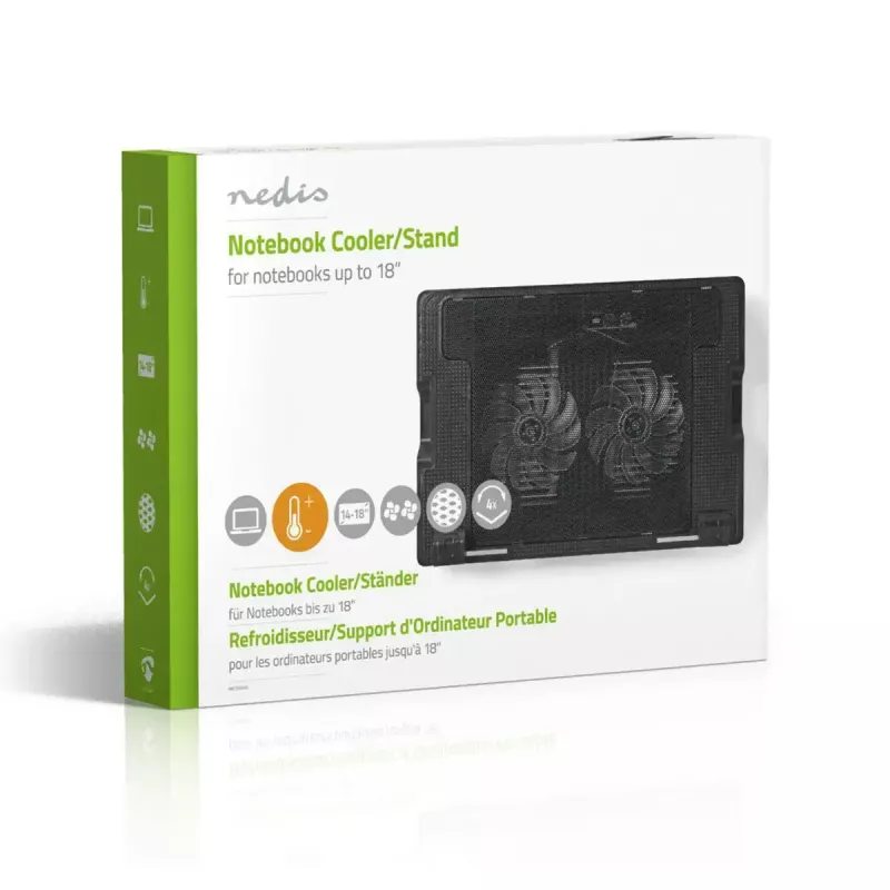 Podkładka chłodząca do laptopa Nedis NBCR200BK 2 wentylatory 14 cm Czarna