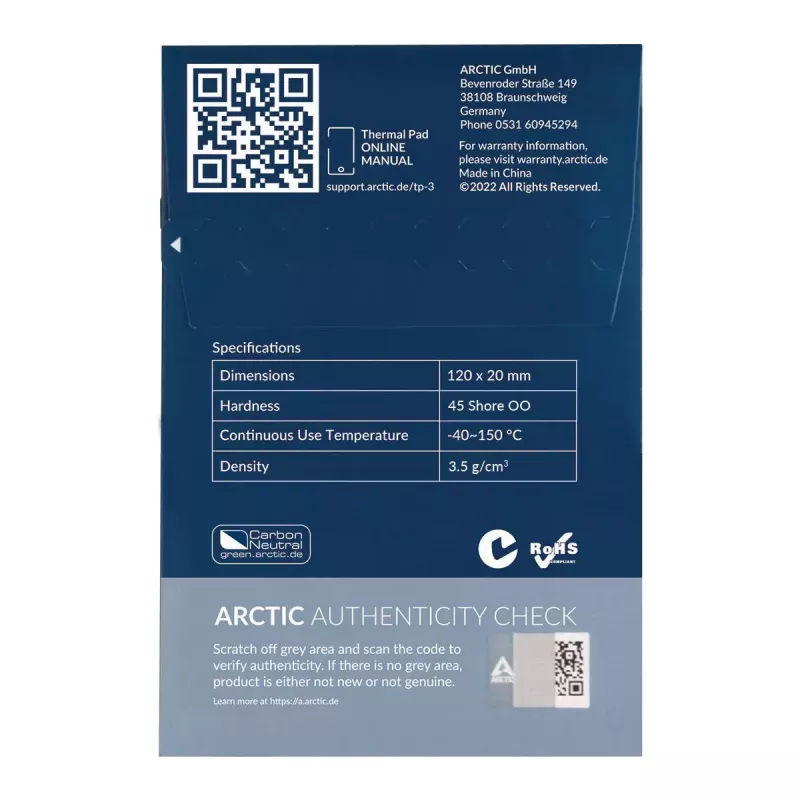 ARCTIC TP-3 Premium Performance Thermal Pad 120 x 20 mm, 0,5 mm