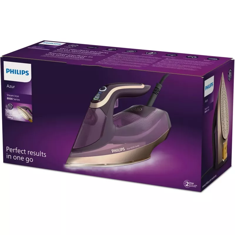 Żelazko parowe Philips DST8040/30 — 3000 W, zbiornik 0,35 L, stopa SteamGlide Elite, para pionowa