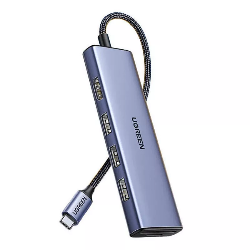 Hub USB Type-C UGREEN 20956A z HDMI i USB 3.0, 5 Gb/s, 4K 3840×2160, srebrny