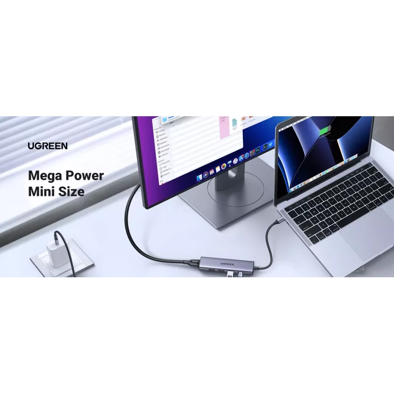 Hub USB Type-C UGREEN 20956A z HDMI i USB 3.0, 5 Gb/s, 4K 3840×2160, srebrny