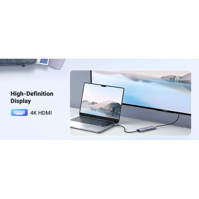 Hub USB Type-C UGREEN 20956A z HDMI i USB 3.0, 5 Gb/s, 4K 3840×2160, srebrny