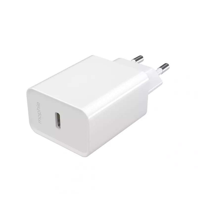 Ładowarka sieciowa mophie essentials 20 W USB-C PD, uniwersalna, biała, AC, szybkie ładowanie, do użytku wewnętrznego