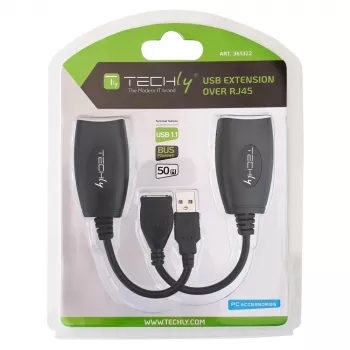 Techly IUSB-EXTENDTY5 adapter złącza kabla USB RJ-45 Czarny