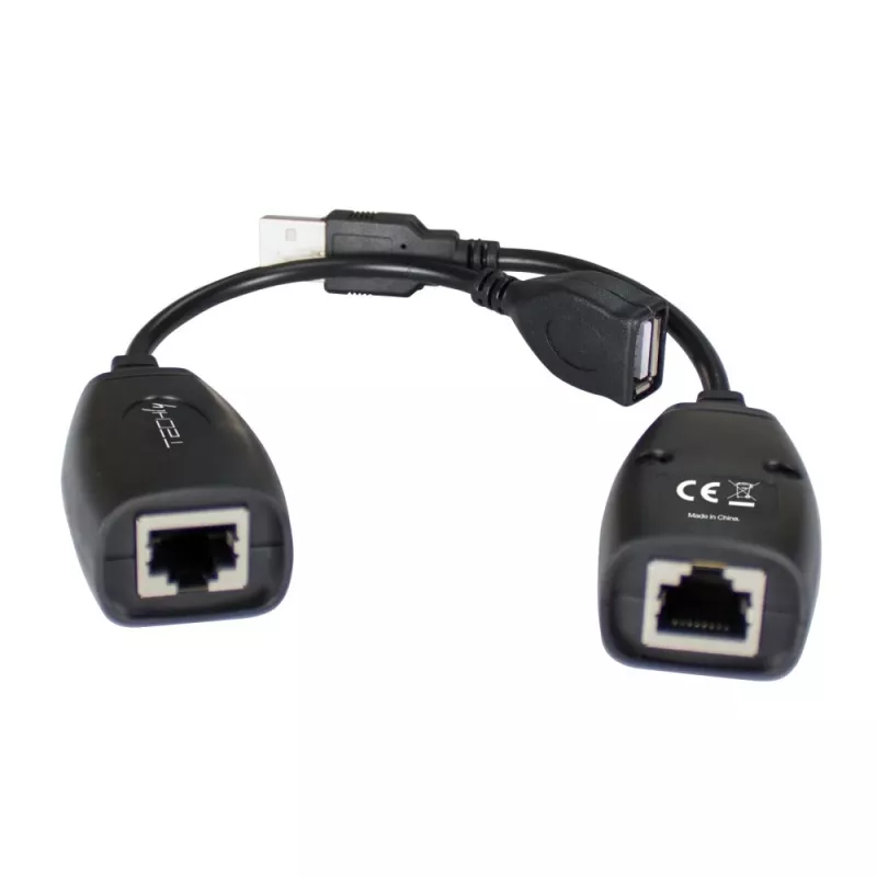 Techly IUSB-EXTENDTY5 adapter złącza kabla USB RJ-45 Czarny