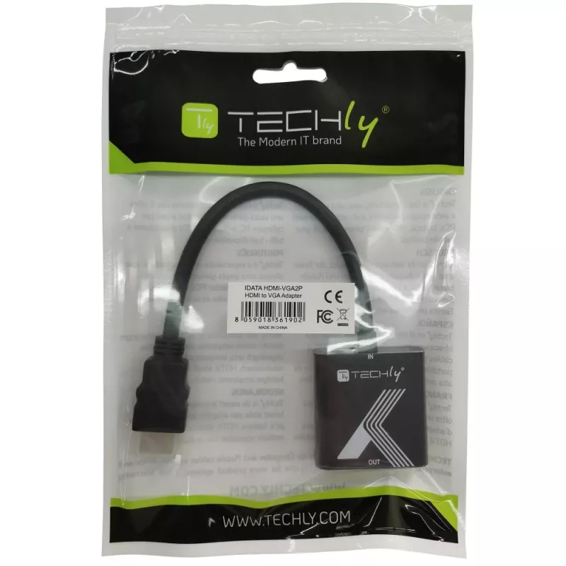 Adapter przejściówka Techly HDMI na VGA czarny 0,1 m 1920x1200 60 Hz