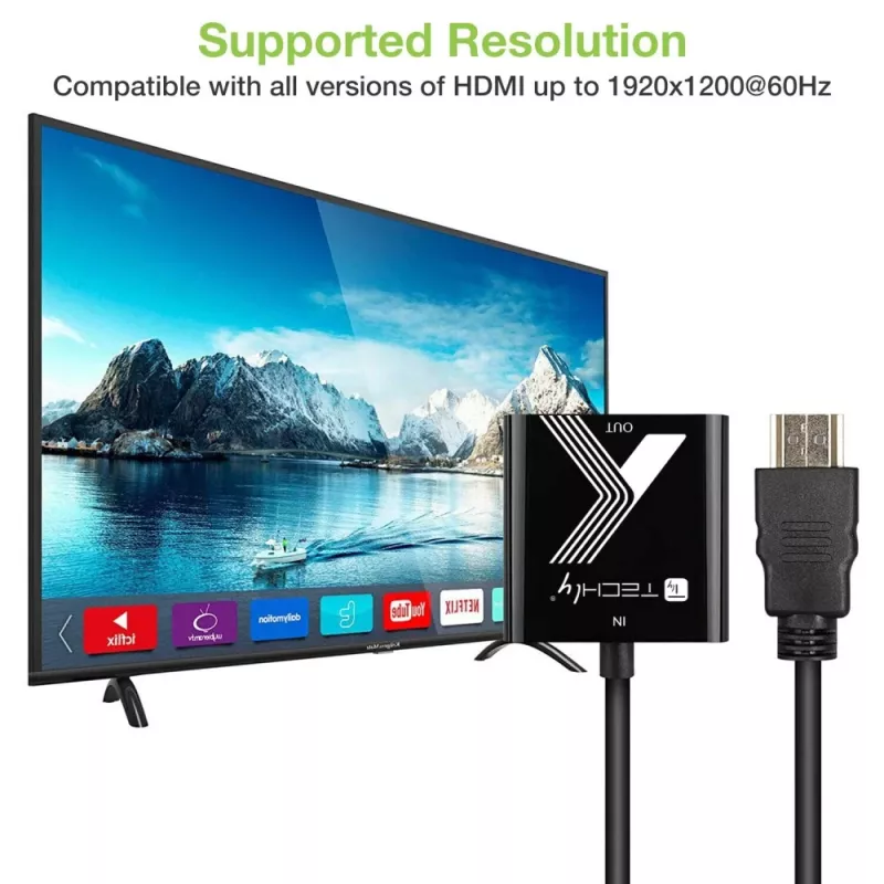 Adapter przejściówka Techly HDMI na VGA czarny 0,1 m 1920x1200 60 Hz