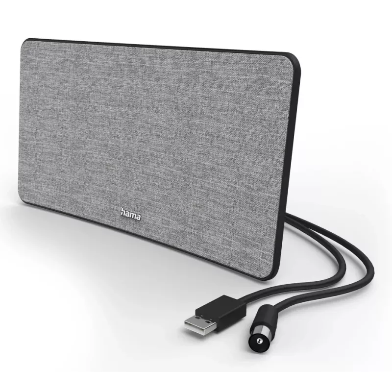 Antena telewizyjna wewnętrzna Hama Fabric Design czarno-szara USB 2m