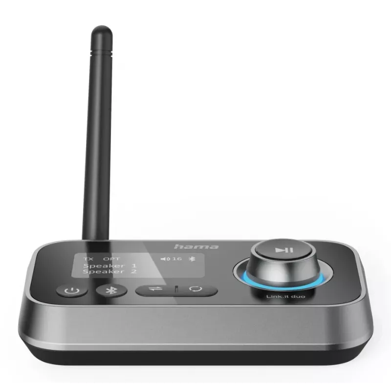Bezprzewodowy nadajnik/odbiornik audio HAMA Link.it duo 3,5 mm, Bluetooth, zasięg 10 m, zasilany przez USB, czarny