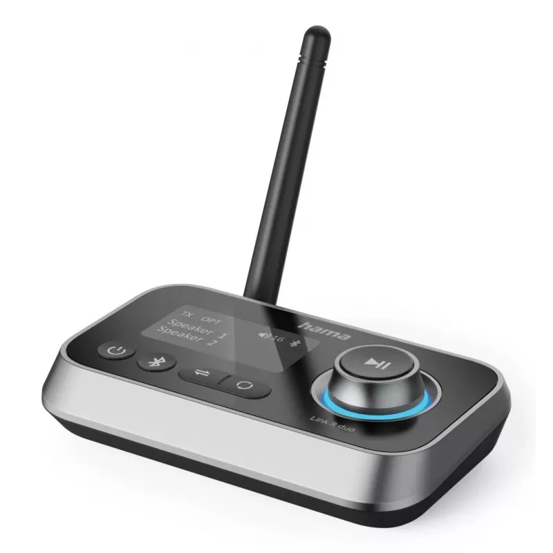 Bezprzewodowy nadajnik/odbiornik audio HAMA Link.it duo 3,5 mm, Bluetooth, zasięg 10 m, zasilany przez USB, czarny