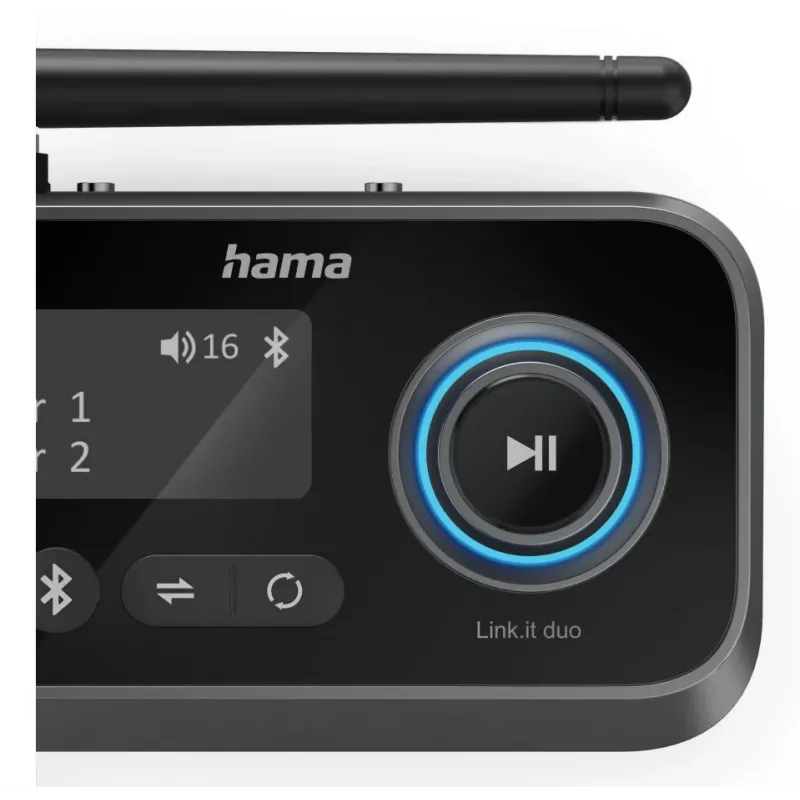 Bezprzewodowy nadajnik/odbiornik audio HAMA Link.it duo 3,5 mm, Bluetooth, zasięg 10 m, zasilany przez USB, czarny