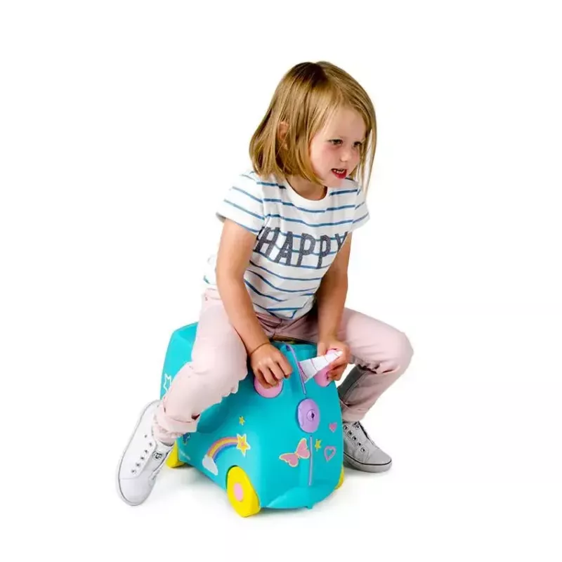 Walizka Trunki Una the Unicorn 4 kółka 18L Różowy Turkusowy Żółty