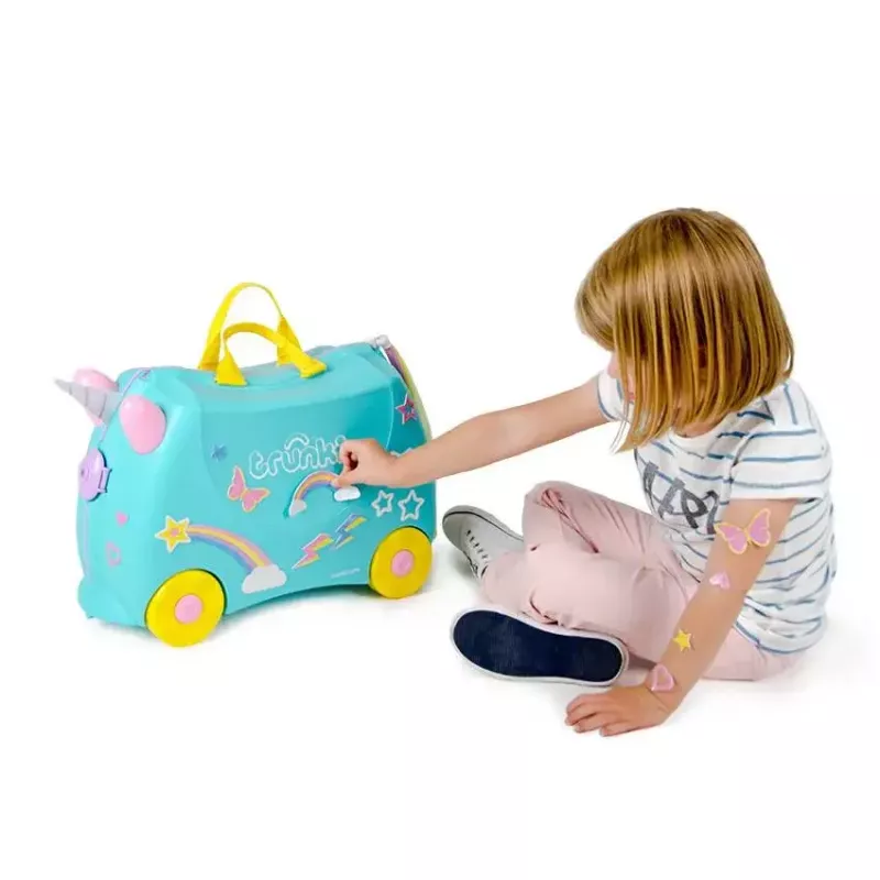 Walizka Trunki Una the Unicorn 4 kółka 18L Różowy Turkusowy Żółty