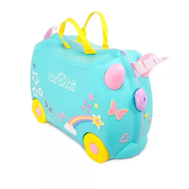 Walizka Trunki Una the Unicorn 4 kółka 18L Różowy Turkusowy Żółty