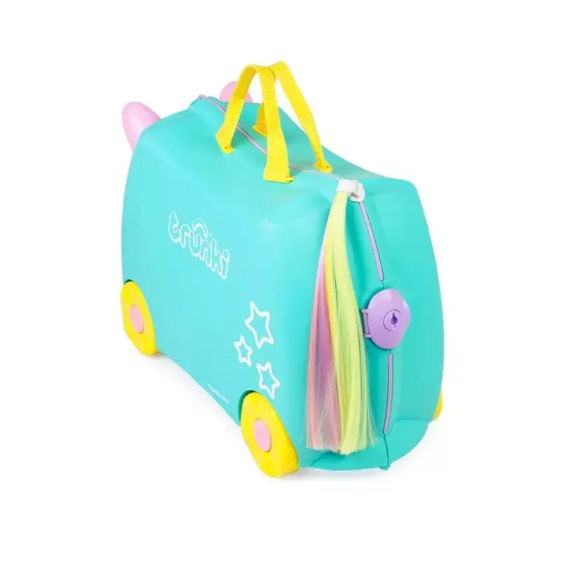 Walizka Trunki Una the Unicorn 4 kółka 18L Różowy Turkusowy Żółty