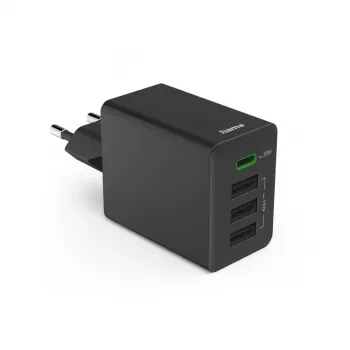 Hama 00201990 ładowarka do urządzeń mobilnych Zestaw słuchawkowy, Powerbank, Smartfon, Tablet Czarny AC Szybkie ładowanie Wewnętrzna