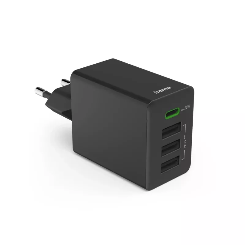 Hama 00201990 ładowarka do urządzeń mobilnych Zestaw słuchawkowy, Powerbank, Smartfon, Tablet Czarny AC Szybkie ładowanie Wewnętrzna