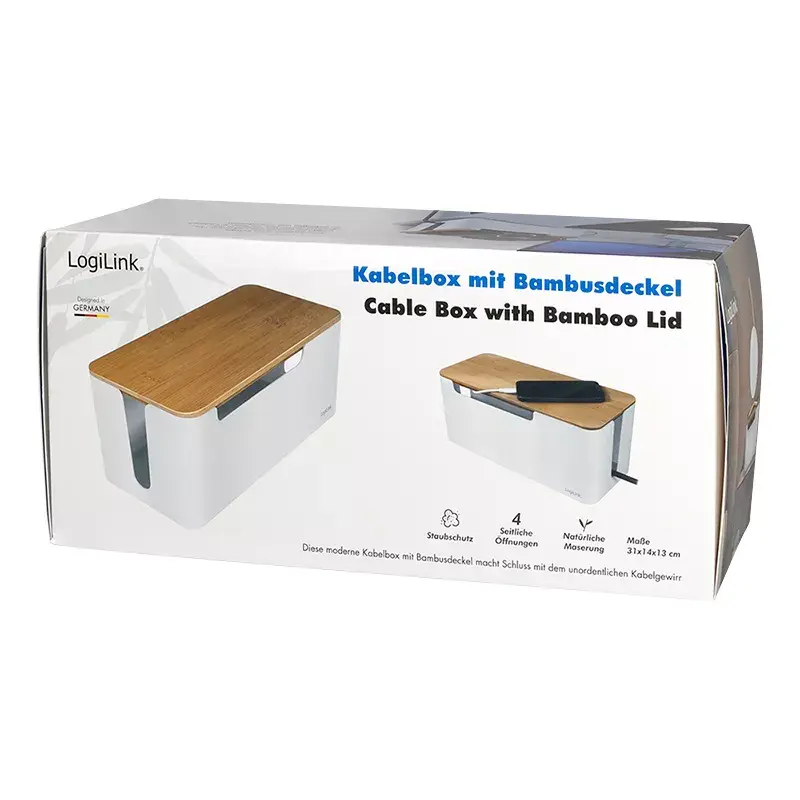 Osłona przedłużacza LogiLink KAB0075 Pokrywa bambusowa Biały